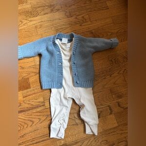 Colored Organics White Onesie Set with Toshi Cardigan